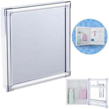 Imagem de Armário Banheiro Espelheira Sobrepor E Embutir Branco Perfil - Astra