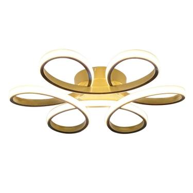 Imagem de Lustre Luminária Led Floral 50W Dourado Bivolt 3 Cores 50Cm