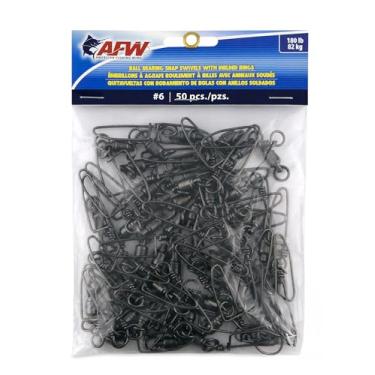 Imagem de American Fishing Wire Rolamento de esferas preto giratório (50 peças), tamanho 6, teste de 81 kg
