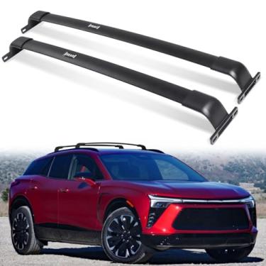 Imagem de AUXPACBO Barras transversais de teto de 100 libras adequadas para Chevrolet Chevy Blazer EV 2024 2025 barras transversais pretas para porta-bagagens, suporte de caiaque, suporte de bicicleta, barra de