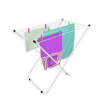 Imagem de Varal De Chão Com Abas Reforçado Aço Para Seca Roupas Dobrável Portátil 11kg Casa Apartamento(Branco - Sem Abas)
