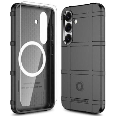 Imagem de LABILUS Rugged Shield Capa protetora tática magnética à prova de quedas de 2,4 m TPU grossa para MagSafe compatível com Galaxy S25 (6,2 polegadas) - Preto escuro