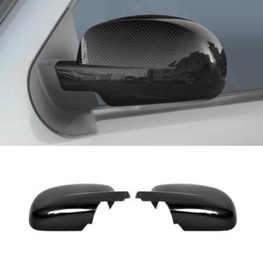 Imagem de RAZPOY Capa de espelho retrovisor lateral compatível com Chevy Silverado & Suburban & Tahoe & GMC-Yukon & GMC-Sierra & Cadillac Escalade 2007-2013, fibra de carbono