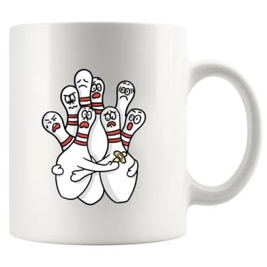 Imagem de Alfinetes de boliche assustados presentes de boliche para homens mulheres treinador bolas de boliche e alfinetes engraçados jogador de esportes pai namorado da esposa namorada caneca de cerâmica 325