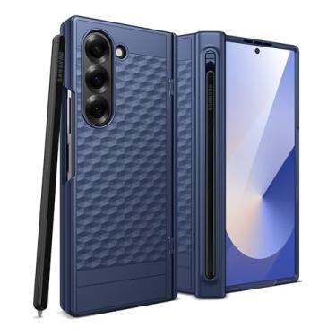 Imagem de Miimall Capas finas para Samsung Fold 6 com compartimento para caneta, [protetor de tela frontal e proteção de dobradiça][Design de padrão cubo] Capa resistente anti-impressão digital para Samsung Z