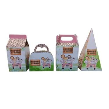 Imagem de Kit 32 Caixinhas Surpresa Safari Rosa Personalizadas Lembrancinhas Festa de Aniversário