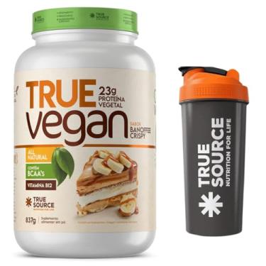 Imagem de Combo True Source - True Vegan - Whey Protein Vegano - 837g - Sabor Banoffee Crispy + Coqueteleira Oficial