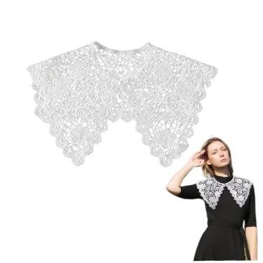 Imagem de 1 Unidade Xale a Céu Aberto Gola Falsa Flor Costura Gola Alce Inserções De Gola De Camisa Gola Para Mulheres Xale De Renda Capa De Renda Antiguidade Senhorita Branco Decote Algodão