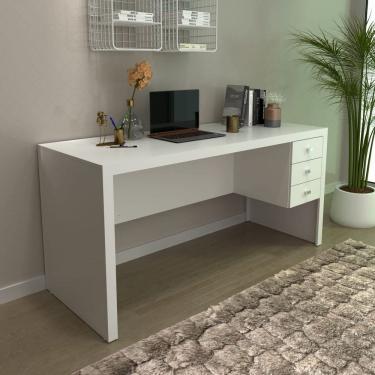 Imagem de Mesa de Escritório Branca com 3 Gavetas 155x74 Cm ME4113