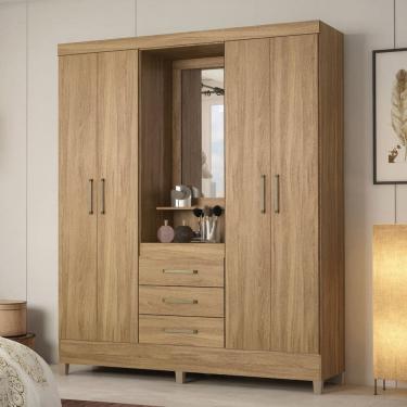 Imagem de Guarda-roupa Capelinha com Espelho 4 Portas Persia Amendola Touch