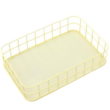 Imagem de Cesta de arame, cesta de armazenamento de metal de 24 x 16 x 7 cm com design de transporte vazado, organizadores de despensa integrados e armazenamento para cozinha, lavanderia, garagem, geladeira