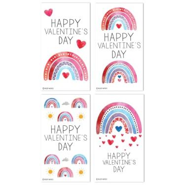 Imagem de Nerdy Words Mini Boho Rainbow Valentines (Cartões tamanho carteira com envelopes pequenos) para o Dia dos Namorados (conjunto de 32)
