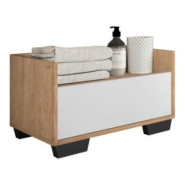 Imagem de Gabinete Armário Banheiro 80 Cm Rustic/branco/preto
