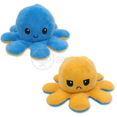 Imagem de Polvo Reversível Feliz E Bravo 2 Em 1 Macio Azul E Amarelo