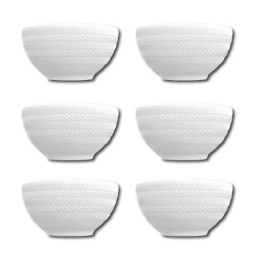 Imagem de Conjunto De Bowls Germer Chevron Em Porcelana 400 Ml 6 Peças Branco