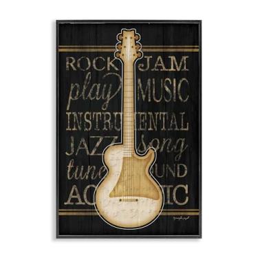 Imagem de Stupell Industries Design de arte giclée emoldurado preto com motivo de guitarra elétrica por Jennifer Pugh, 20 x 30