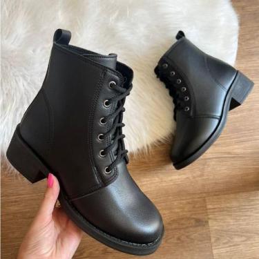 Imagem de Bota coturno feminina tratorada com cadarço - Grã duquesa, Caramelo