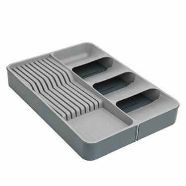 Imagem de Porta Talheres Gaveta Organizador Separador Cozinha Colher Garfo Faca Divisoria(Cinza 50x40x5cm)