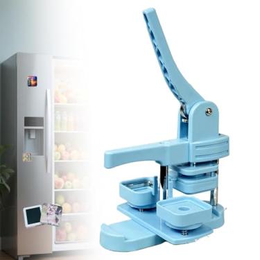 Imagem de CHONGHAN Máquina de fazer botões de ímã de geladeira, máquina de botão para fazer crachás de 50 mm, máquina de prensa de crachás faça você mesmo, com 100 conjuntos de consumíveis, máquina de ímã de