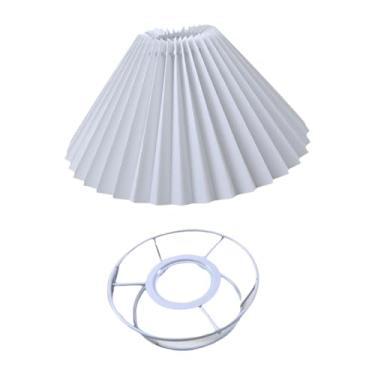 Imagem de Ioensy Luminária pendente de teto com abajur plissado, simples, para lustre, abajur pendente de sino, para casa, restaurante, quarto, Branco