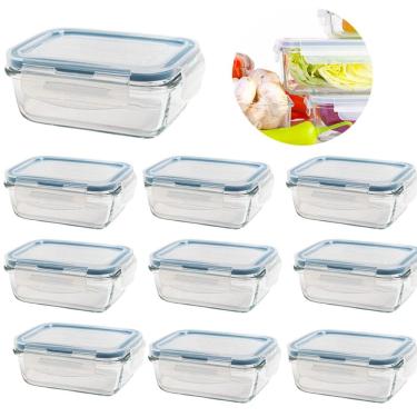 Imagem de Kit 10 Potes de Vidro Hermético com Trava e Vedação 840 ML