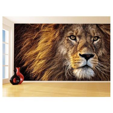 Imagem de Papel De Parede 3D Animais Leão Rosto Rei Olhar 3,5M Anm446