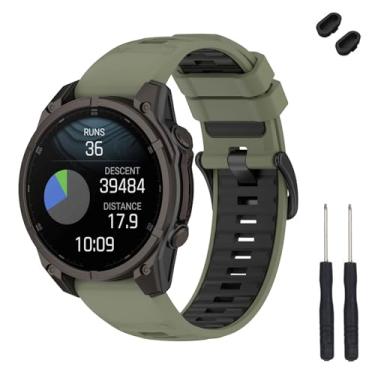 Imagem de TopPerfekt Pulseira de relógio de substituição de silicone macio de 22 mm compatível com Garmin Fenix 8 de 47 mm, para relógio inteligente Instinct 3 de 45 mm/Tactix 8 de 47 mm/Descent G1/G2