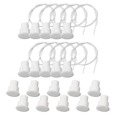 Imagem de FOCMKEAS Sensor De Contato Porta Janela Segurança Com Fio Embutido, 10 Peças, Normalmente Fechado, Interruptor Magnético Alarme 2 Fios, Abs Branco, Rc-36