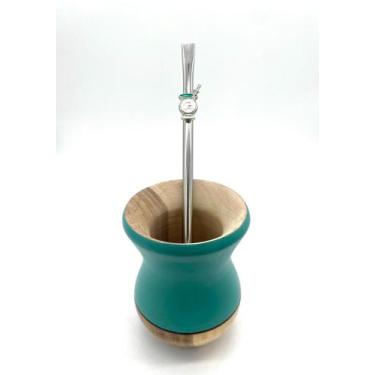 Imagem de Kit: Cuia de Madeira + Bomba Inox + Brinde - Michelon, Verde