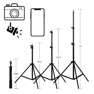 Imagem de Kit 2 Tripé Iluminação Led 2.1 Metros Universal Ring Light Vídeos Foto