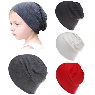 Imagem de Gorro infantil infantil Qandsweet de tricô, Black Dark Grey Red White, One Size