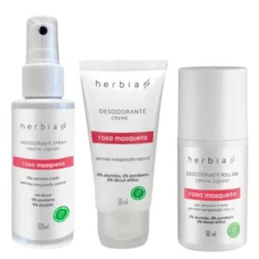 Imagem de Kit Desodorantes Clareadores de Rosa Mosqueta Natural e Vegano Herbia