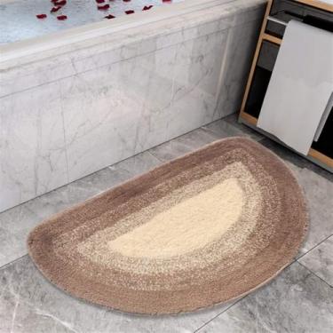 Imagem de Tapete De Banheiro Absorvente De Água Tapete De Chuveiro Meio Redondo Antiderrapante Tapetes De Pelúcia Extra Macios Para Banheira, Chuveiro E Banheira Lavável Na Máquina, Blue, 50x80cm