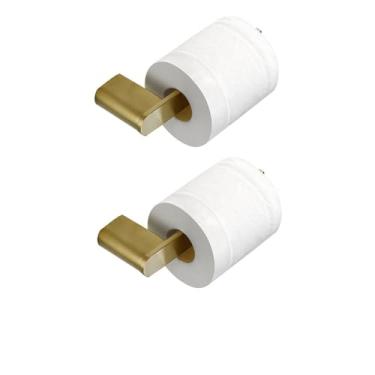 Imagem de Conjunto de banheiro dourado escovado - Toalheiro de aço inoxidável com suporte para papel higiênico - Kit de 6 peças, porta-papel 2 peças