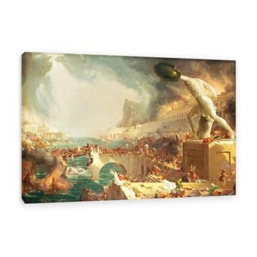 Imagem de Pôster Thomas Cole O Curso da Destruição do Império Pinturas Reprodução de Pôster para Quarto Sala de Estar Decoração de Parede 90 x 60 cm (35 x 24 pol) Emoldurado
