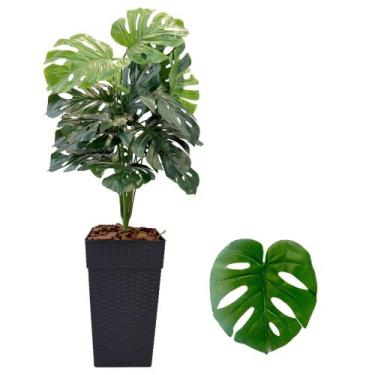 Imagem de Planta Costela De Adão Artificial Com Vaso Cores Casca Casa - FlorImp