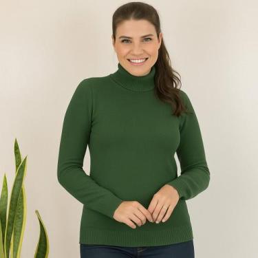Imagem de Blusa De Frio Cacharrel Feminina Gola Alta Tricot - oem, Verde militar