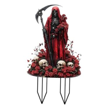 Imagem de Ioensy Placa de jardim plana de acrílico 2D para decoração de jardim ao ar livre Placa de decorativa para pátio de parque Canteiro de flores, Esqueleto