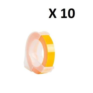 Imagem de Kit 10 Fitas Vinil Compatível Dymo Manual 3D625 Amarelo 9mm - Genérica