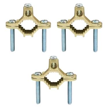 Imagem de Generic Grampo de aterramento para tubos de 1/2" a 1" Hardware profissional Acessórios fáceis de usar Conector de aterramento Grampo de de latão, 3 Pecas