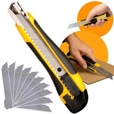 Imagem de Kit Estilete Profissional 18mm Emborrachado Com Lâminas Extra Reforçad