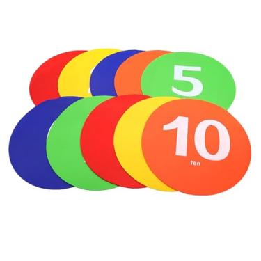Imagem de Vaveren 10 peças marcadores de pontos de agilidade 9,06 polegadas antiderrapantes 1-10 cones planos pontos de chão para atividades esportivas treinamento de