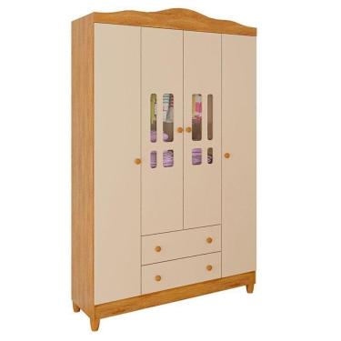 Imagem de Guarda Roupa Infantil Ariel 4 Portas Off White Bétula– Carolina Baby