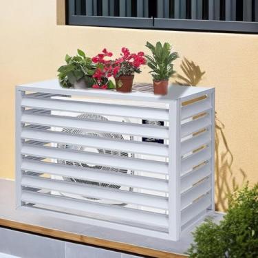 Imagem de Cerca De Ar Condicionado Para Exterior, Tela De Privacidade Ac De Liga De Alumínio, Para Todos Os Climas, Arrumação De Jardim, Proteção Contra Chuva E Sol, White, 110cm