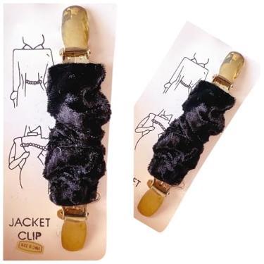 Imagem de Clip para Roupas Jaquetas Vestidos Liso Veludo Preto Luxo Moda Fashion Novo