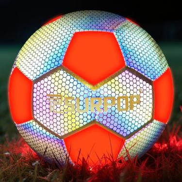 Imagem de Glow in The Dark Soccer Ball with LED Lights - Light Up Soccer Ball for Night Games, Size 5 Gift for Kids & Adults, Includes Pump