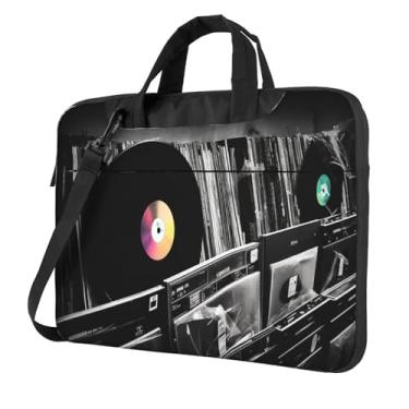 Imagem de Capa protetora para notebook Vinyl Records à prova de choque, bolsa portátil para laptop à prova d'água para homens e mulheres, Preto, 14 inch