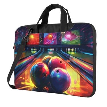 Imagem de Capa protetora para notebook com bolas de boliche, à prova de choque, bolsa portátil para laptop à prova d'água para homens e mulheres, Preto, 14 inch