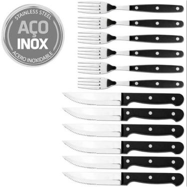 Imagem de Kit Talheres para Churrasco 12 peças preto Brinox
