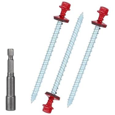 Imagem de Parafusos de telhado de metal Bobibbi 10 x 7,62 cm Red Hex Head (250)